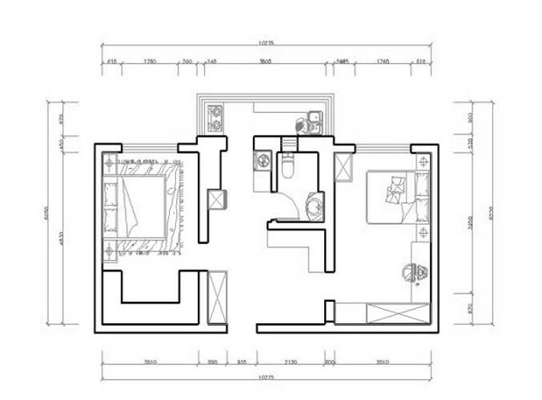 户型分析此户型为两室一厅一厨一卫的户型,建筑面积67