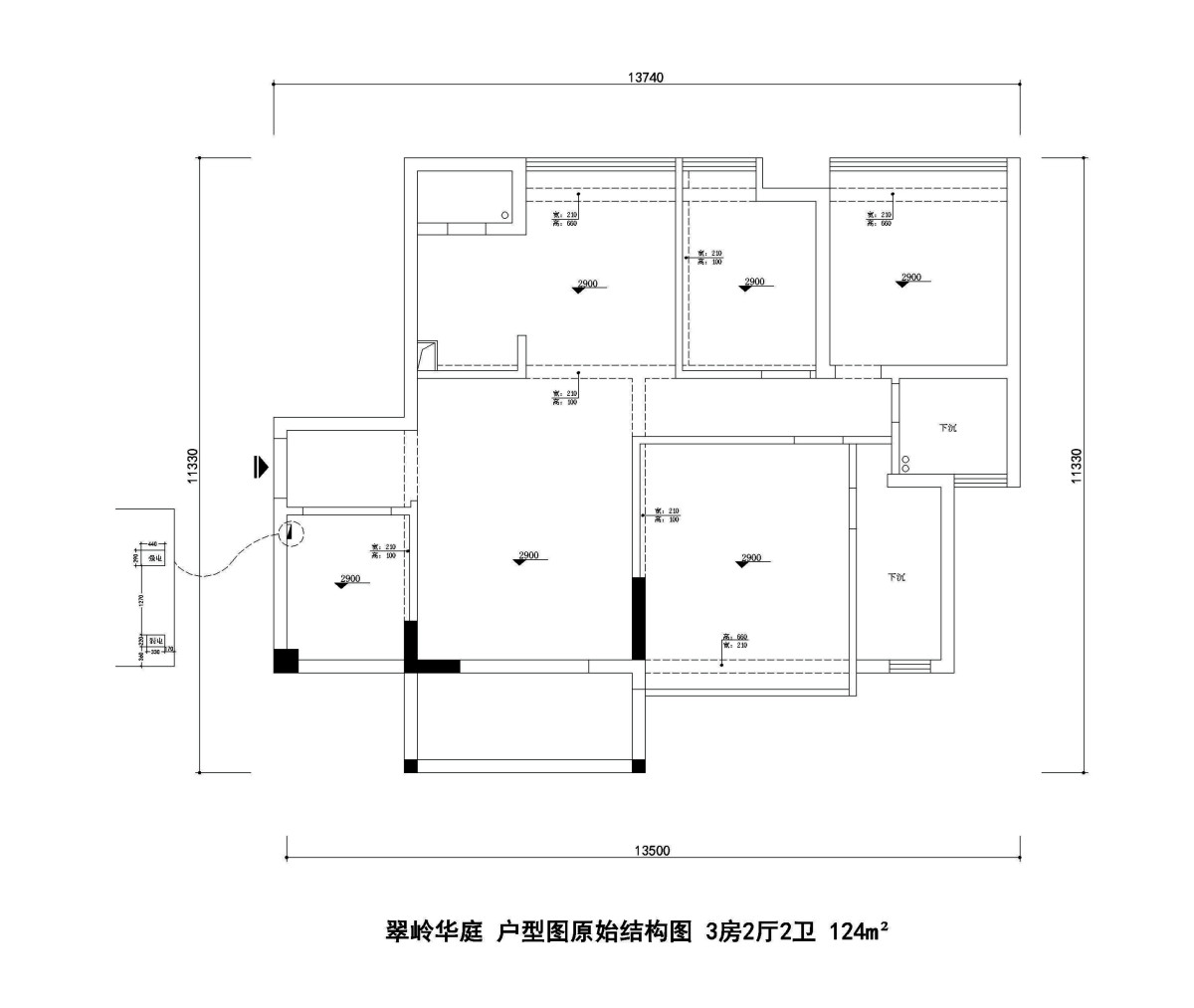 翠岭华庭户型图原始结构图