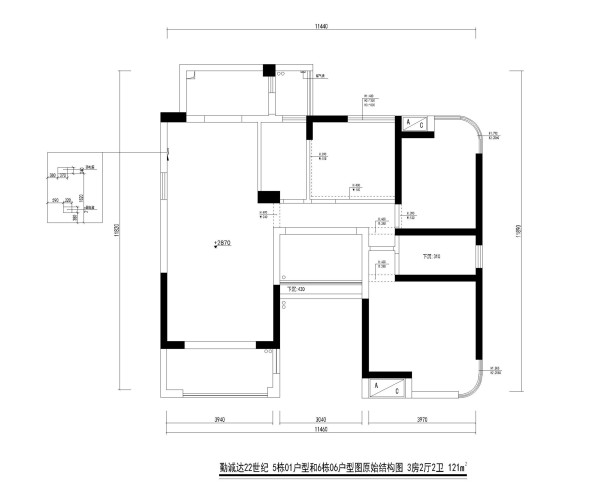 勤诚达22世 好易家 装饰 装修 设计 详细尺寸 户型图 原始结构图 简约