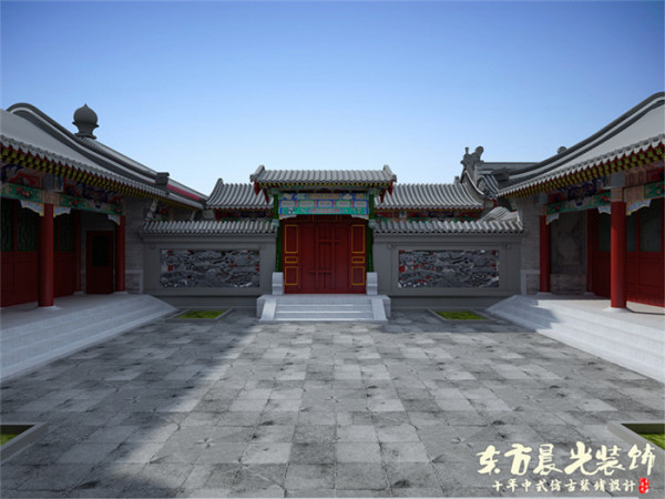 仿古四合院建筑设计有着无穷的魅力,再这样的四合院院落中,品茶一杯